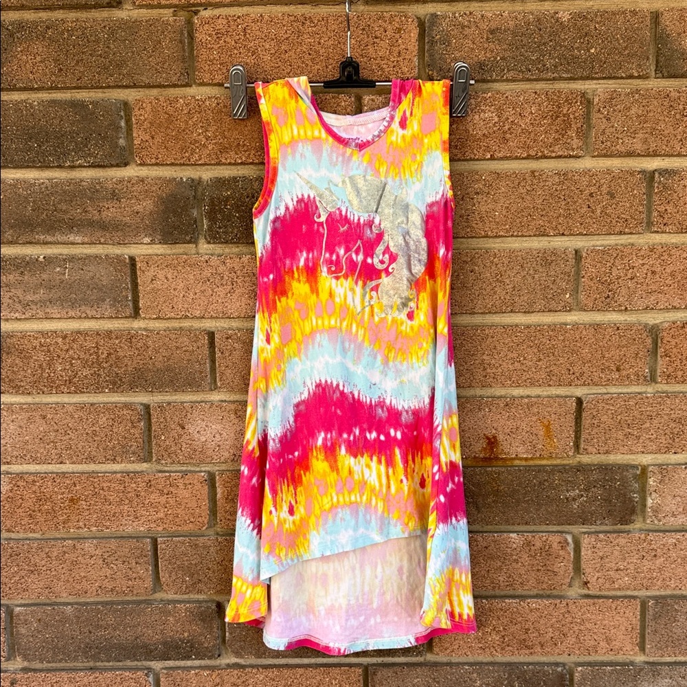 Vibrant Tie-Dye Unicorn Kids Dress Size 4